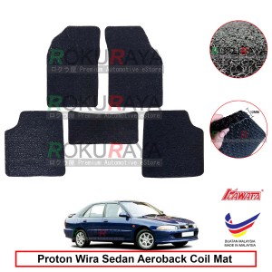 Proton Wira 12mm Custom Fit Pre Cut PVC Coil Floor Mat Anti Slip Carpet Nail Spike (Black) (Kawata Made in Malaysia)
